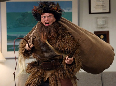 A man dresses as belsnickel- Dwight Schrute  is that man